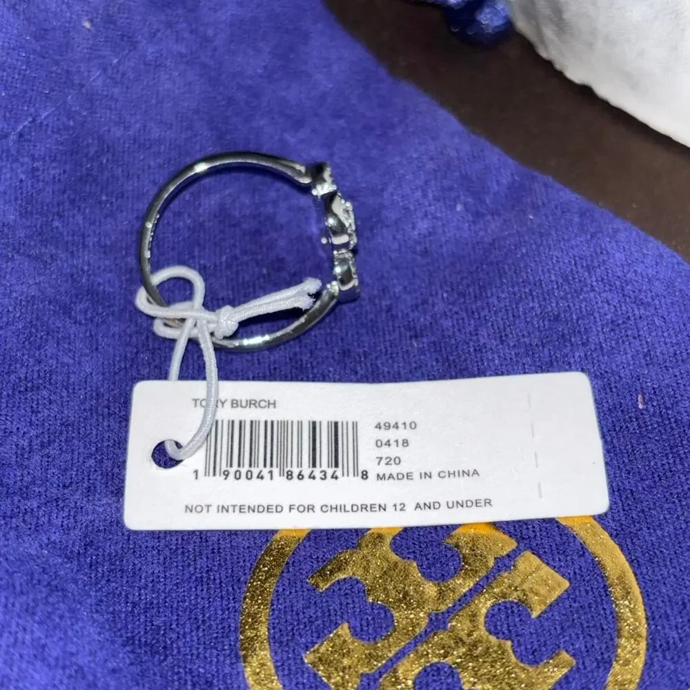Tory burch size 7 silver ring new with tags and dust bag